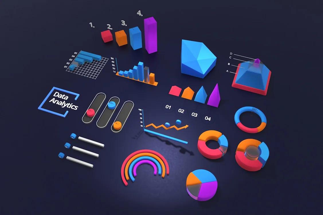 Data visualizations representing artificial intelligence insights