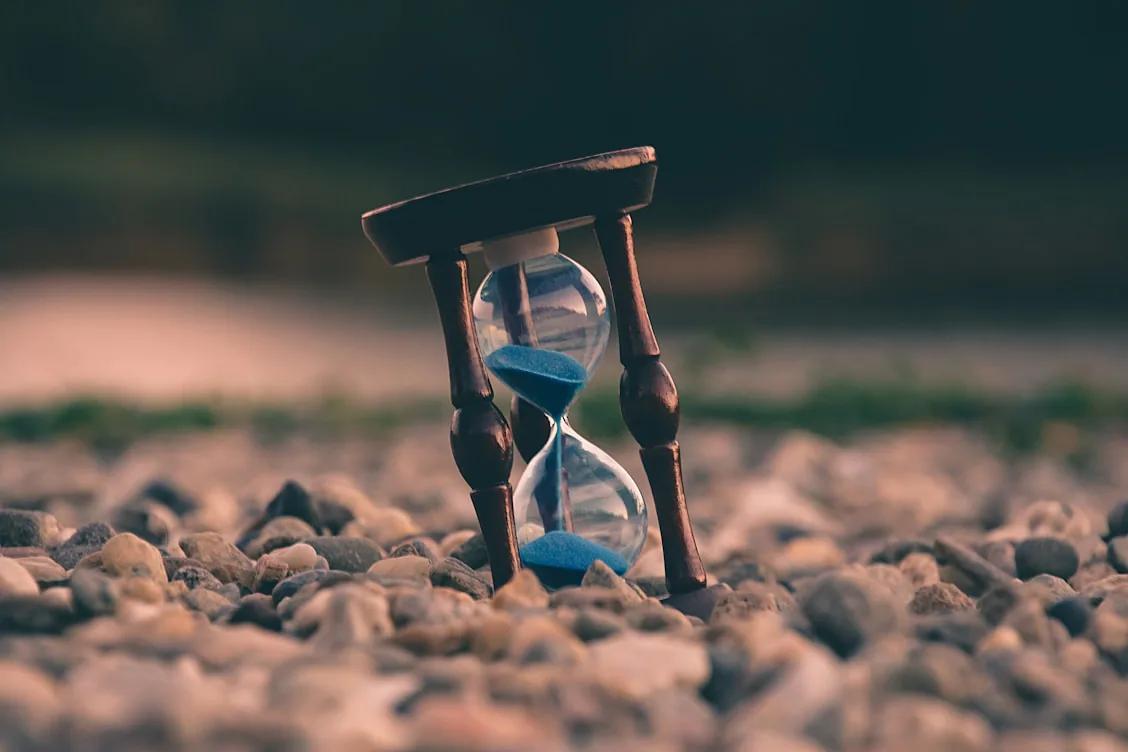 An hourglass representing relationship timing