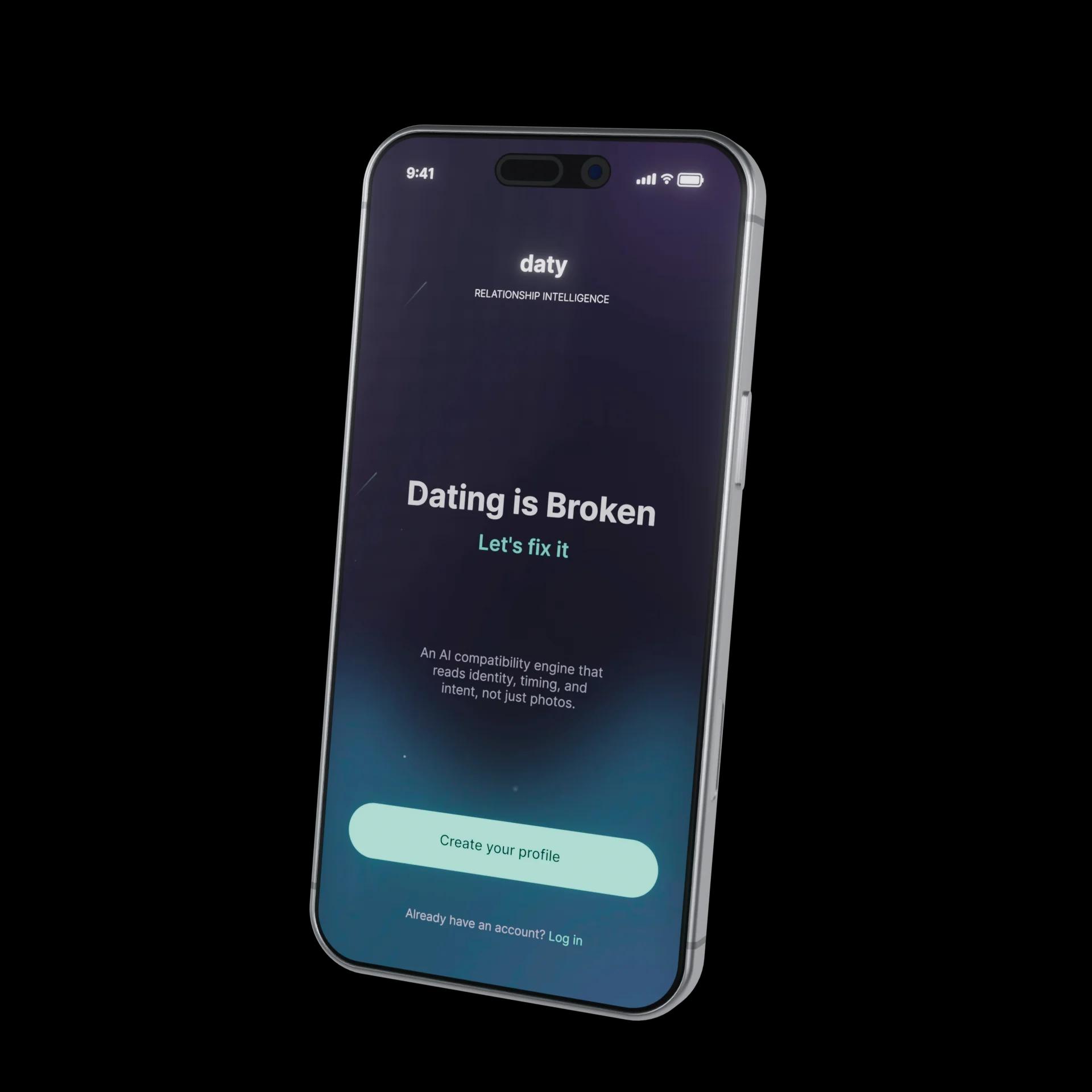 Daty.ai relationship intelligence app on a phone